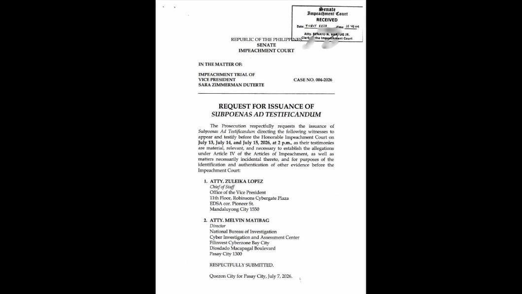 Senate Impeachment Court Requests Testimonies from OVP and NBI Officials in Vice President Duterte's Trial